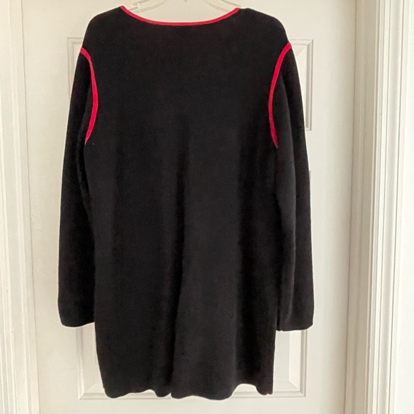 Chico's Annalise Trim Black Red Long Cardigan Sweater coat coatigan XL 3 - Picture 2 of 10